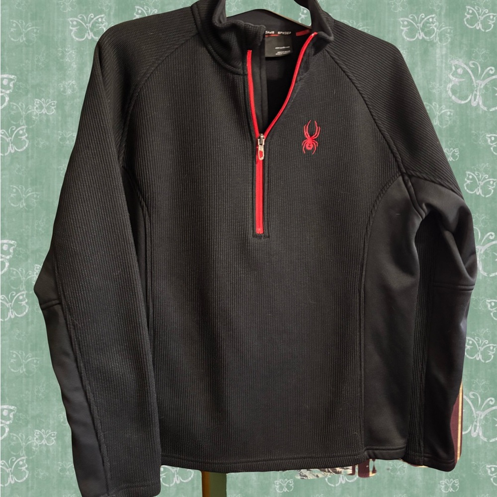 Spyder Black Pullover Jacket with Red Trim